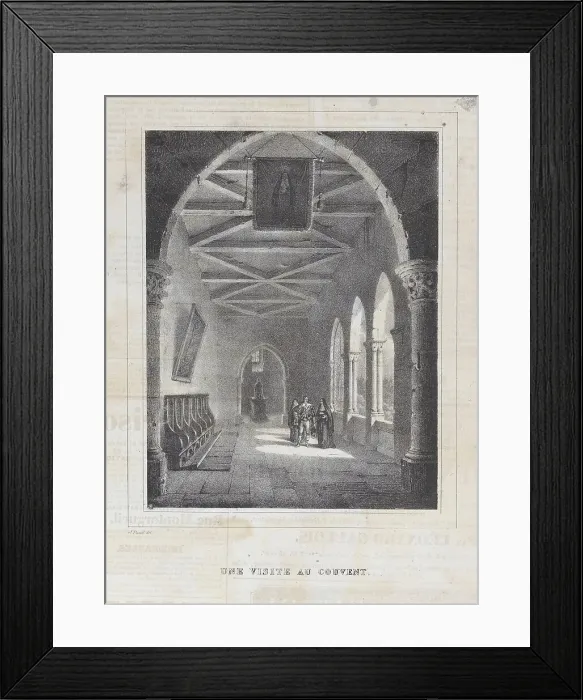 Framed Print : Une Visite au Couvent, ca. 1834. Creator: Anon Framed Print : Une Visite au Couvent, ca. 1834. Creator: Anon
