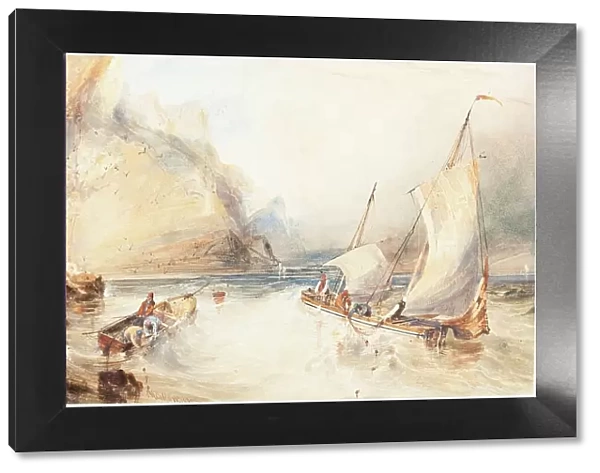 French Fishing Boats off a Rocky Coast, 1833. Creator: William Callow