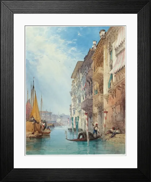 Framed Print : A Gondola on the Grand Canal, Venice, 1866. Creator: William Callow Framed Print : A Gondola on the Grand Canal, Venice, 1866. Creator: William Callow