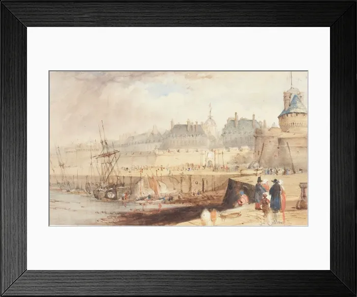 Framed Print : The Harbor of St. Malo at Low Tide, c. 1850. Creator: William Callow Framed Print : The Harbor of St. Malo at Low Tide, c. 1850. Creator: William Callow