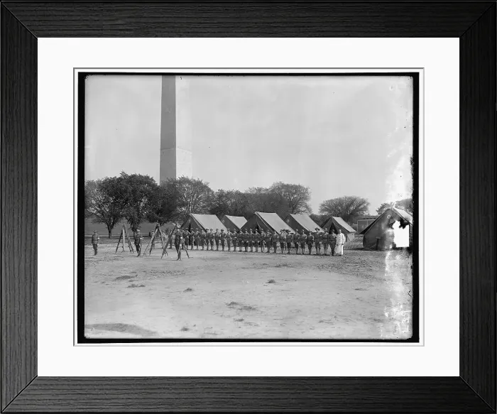 Framed Print : Military camp; base of Washington Monument, between 1910 and 1920. Creator: Harris & Ewing. Military camp; base of Washington Monument, between 1910 and 1920. Creator: Harris & Ewing Framed Print : Military camp; base of Washington Monument, between 1910 and 1920. Creator: Harris & Ewing. Military camp; base of Washington Monument, between 1910 and 1920. Creator: Harris & Ewing