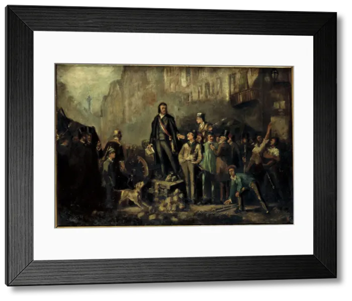 Framed Print : Alphonse Baudin (1811-1851) on the Barricade of Faubourg Saint-Antoine, December 3, 1851, 1869. Creator: Ernest Pichio Framed Print : Alphonse Baudin (1811-1851) on the Barricade of Faubourg Saint-Antoine, December 3, 1851, 1869. Creator: Ernest Pichio