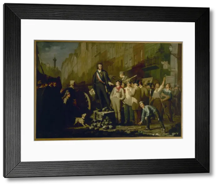 Framed Print : Alphonse Baudin (1811-1851) on the Barricade of Faubourg Saint-Antoine, December 3, 1851, 1869. Creator: Ernest Pichio Framed Print : Alphonse Baudin (1811-1851) on the Barricade of Faubourg Saint-Antoine, December 3, 1851, 1869. Creator: Ernest Pichio