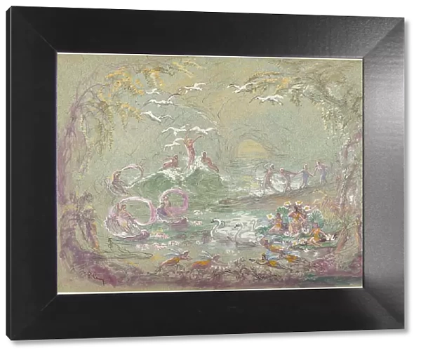 Lake Scene with Fairies and Swans. Creator: Robert Caney