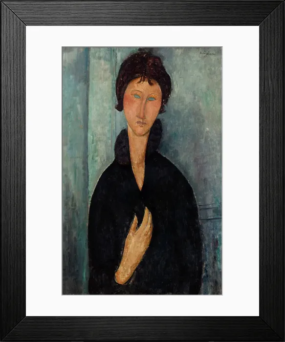 Framed Print : Woman with blue eyes, c1918. Creator: Amadeo Modigliani Framed Print : Woman with blue eyes, c1918. Creator: Amadeo Modigliani