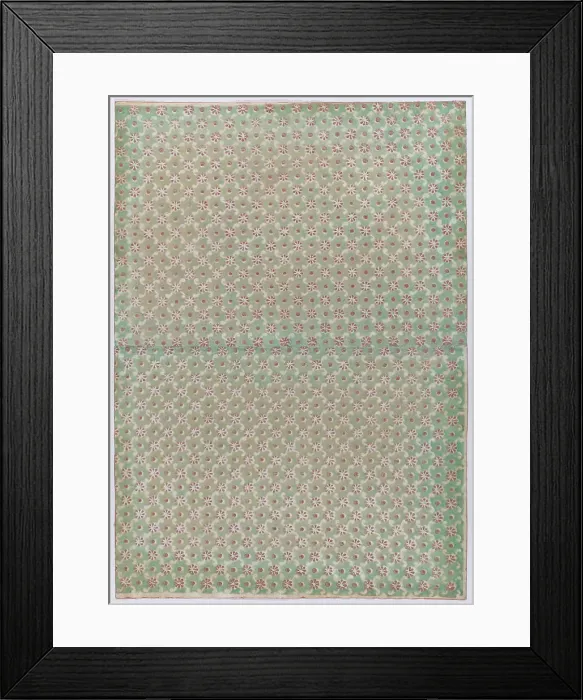 Framed Print : Sheet with overall floral and dot pattern, 19th century. Creator: Anon Framed Print : Sheet with overall floral and dot pattern, 19th century. Creator: Anon
