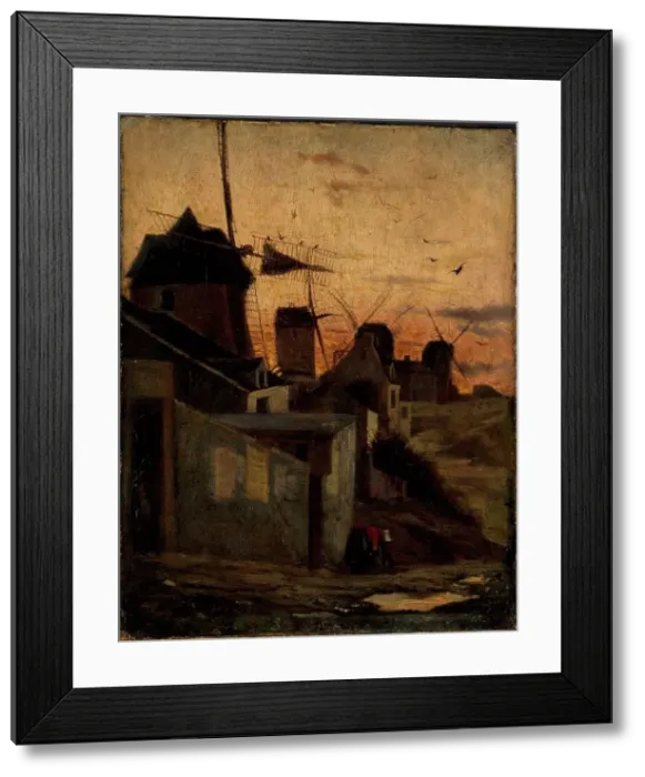 Framed Print : Windmills in Montmartre, current 18th arrondissement, c1845 — 1855. Creator: Andre Prevost Framed Print : Windmills in Montmartre, current 18th arrondissement, c1845 — 1855. Creator: Andre Prevost