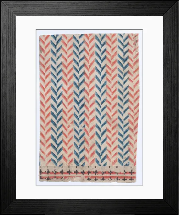 Framed Print : Sheet with overall orange and blue geometric pattern, 19th century. Creators: Anon, Remondini Framed Print : Sheet with overall orange and blue geometric pattern, 19th century. Creators: Anon, Remondini