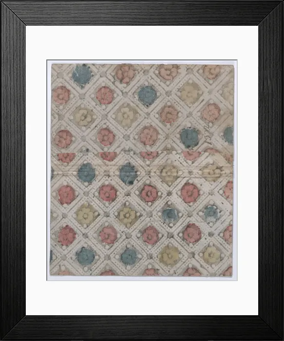 Framed Print : Book cover with overall pattern of rosettes, 19th century. Creator: Anon Framed Print : Book cover with overall pattern of rosettes, 19th century. Creator: Anon