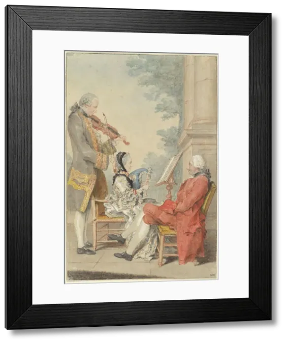 Framed Print : Monsieur and Madame Blizet with Monsieur Le Roy the Actor, c. 1765. Creator: Louis de Carmontelle Framed Print : Monsieur and Madame Blizet with Monsieur Le Roy the Actor, c. 1765. Creator: Louis de Carmontelle