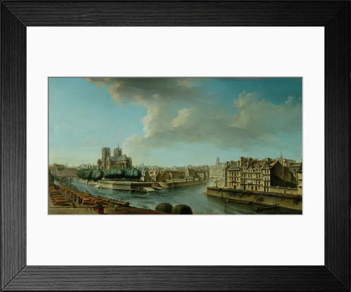 Framed Print : Apse of Notre-Dame and western tip of Ile Saint-Louis, 1769. Creator: Nicolas Raguenet Framed Print : Apse of Notre-Dame and western tip of Ile Saint-Louis, 1769. Creator: Nicolas Raguenet