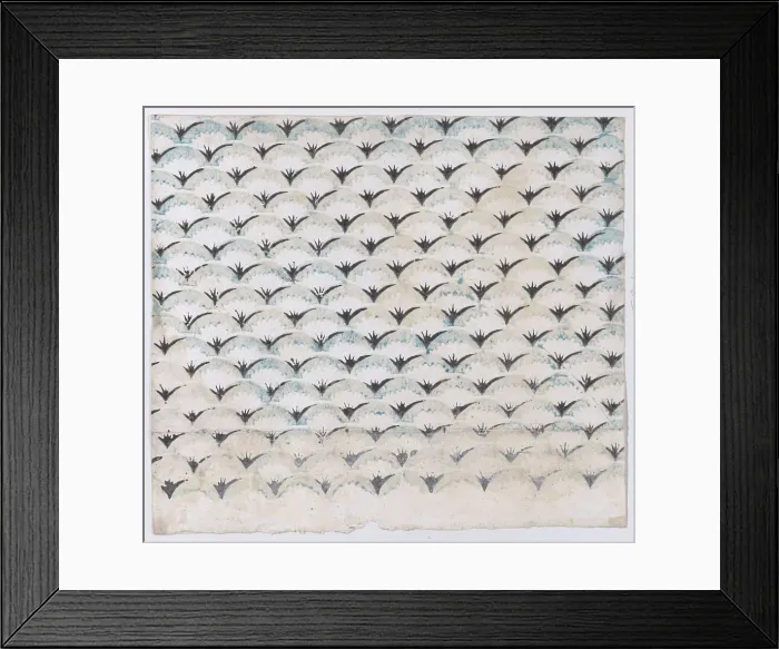 Framed Print : Sheet with overall curved abstract pattern, 19th century. Creator: Anon Framed Print : Sheet with overall curved abstract pattern, 19th century. Creator: Anon