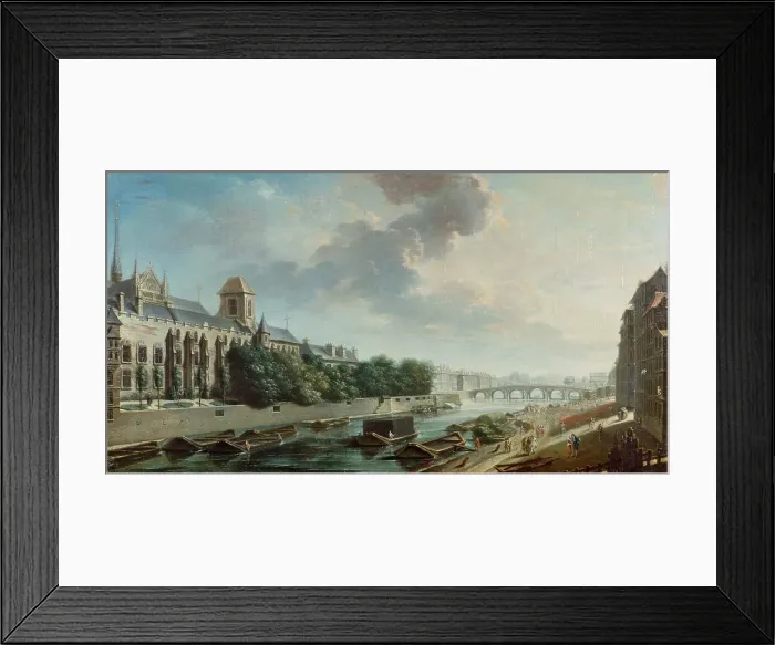 Framed Print : Archbishop's Palace, view from the left bank, 1756. Creator: Nicolas Raguenet Framed Print : Archbishop's Palace, view from the left bank, 1756. Creator: Nicolas Raguenet
