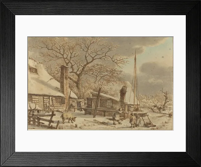 Framed Print : Farmyard in Winter, 1786. Creator: Jacob Cats Framed Print : Farmyard in Winter, 1786. Creator: Jacob Cats