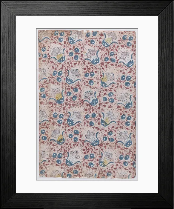 Framed Print : Sheet with overall dot, floral, and vine pattern, 19th century. Creator: Anon Framed Print : Sheet with overall dot, floral, and vine pattern, 19th century. Creator: Anon