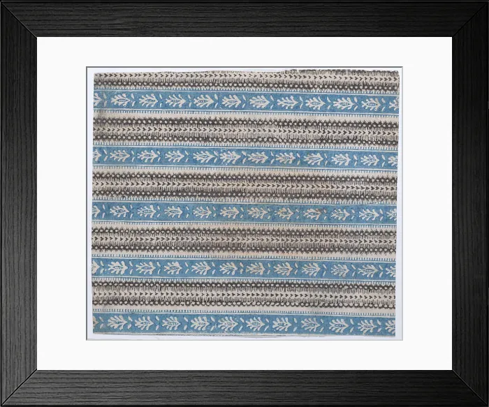 Framed Print : Sheet with five borders with blue and black abstract patterns, 19th century. Creator: Anon Framed Print : Sheet with five borders with blue and black abstract patterns, 19th century. Creator: Anon