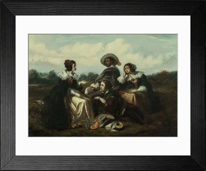 Framed Print : Recital. Figures in Louis XIII costume, c1830. Creator: Gustave Morin Framed Print : Recital. Figures in Louis XIII costume, c1830. Creator: Gustave Morin