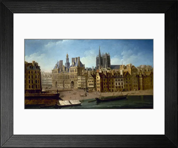 Framed Print : Hotel de Ville and Place de Greve (current Place de l'Hotel de Ville), 1751. Creator: Nicolas Raguenet Framed Print : Hotel de Ville and Place de Greve (current Place de l'Hotel de Ville), 1751. Creator: Nicolas Raguenet