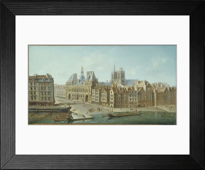 Framed Print : Hotel de Ville and Place de Greve (current Place de l'Hotel de Ville), 1752. Creator: Nicolas Raguenet