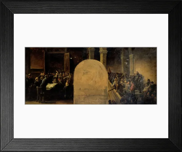 Framed Print : Sketch for the prefect's cabinet at the Hotel de Ville in Paris: Invasion of the Hotel de... 1889. Creator: Jean-Baptiste Noro Framed Print : Sketch for the prefect's cabinet at the Hotel de Ville in Paris: Invasion of the Hotel de... 1889. Creator: Jean-Baptiste Noro