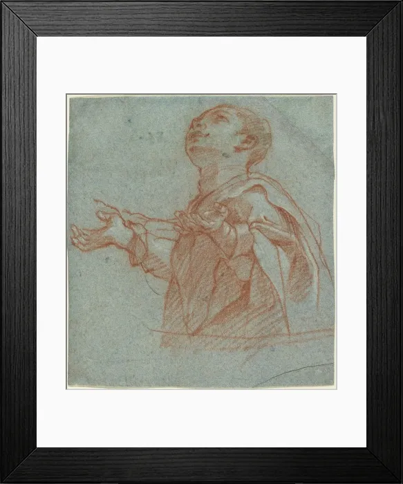 Framed Print : A Boy Gazing Upward in Adoration, c. 1594. Creator: Bartolomeo Cesi