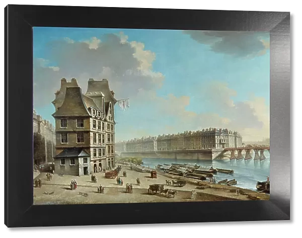 La Greve, Ile Saint-Louis and the Pont Rouge, seen from Place de la Greve, c1754. Creator: Nicolas Raguenet