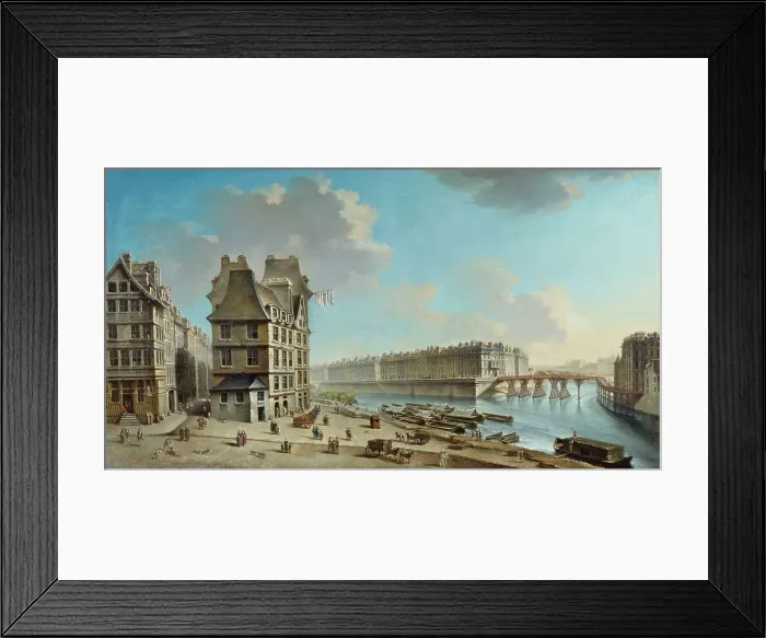Framed Print : La Greve, Ile Saint-Louis and the Pont Rouge, seen from Place de la Greve, c1754. Creator: Nicolas Raguenet Framed Print : La Greve, Ile Saint-Louis and the Pont Rouge, seen from Place de la Greve, c1754. Creator: Nicolas Raguenet