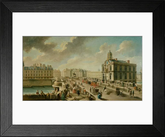 Framed Print : Pont-Neuf and Samaritaine pump, seen from Megisserie quay, 1777. Creator: Nicolas Raguenet Framed Print : Pont-Neuf and Samaritaine pump, seen from Megisserie quay, 1777. Creator: Nicolas Raguenet