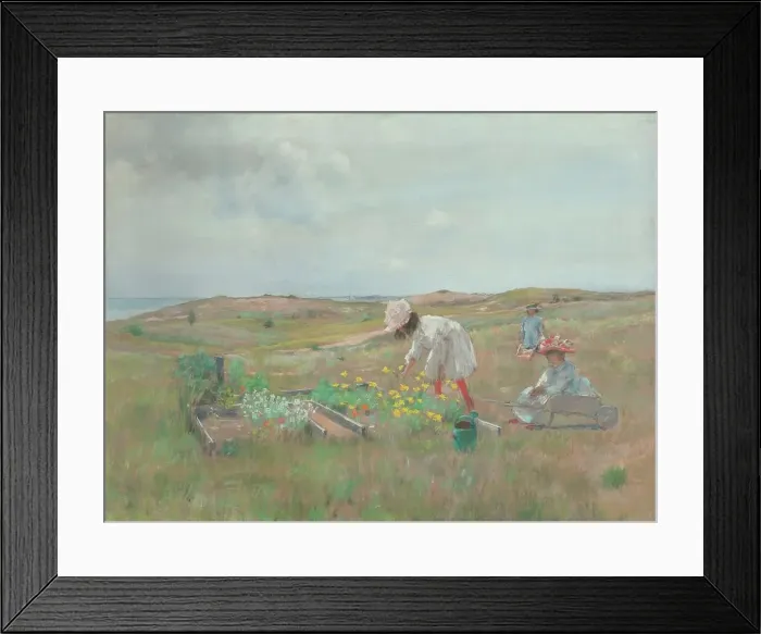 Framed Print : Gathering Flowers, Shinnecock, Long Island, c. 1897. Creator: William Merritt Chase Framed Print : Gathering Flowers, Shinnecock, Long Island, c. 1897. Creator: William Merritt Chase