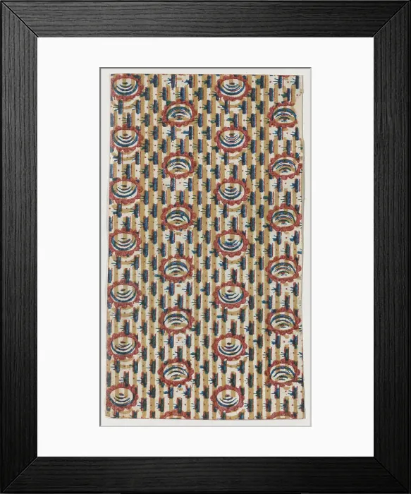 Framed Print : Sheet with abstract and stripe pattern, 19th century. Creator: Anon Framed Print : Sheet with abstract and stripe pattern, 19th century. Creator: Anon