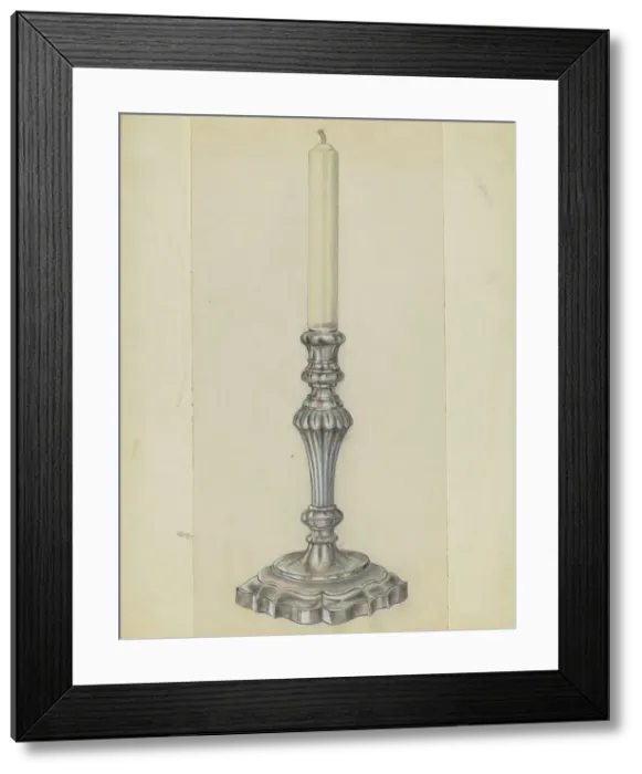 Framed Print : Silver Candlestick, c. 1936. Creator: Horace Reina Framed Print : Silver Candlestick, c. 1936. Creator: Horace Reina