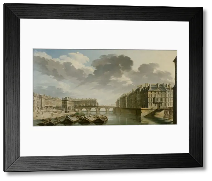 Framed Print : Quai des Ormes (current Quai de l'Hotel de Ville), the Pont Marie et Ile Saint-Louis, 1757. Creator: Nicolas Raguenet Framed Print : Quai des Ormes (current Quai de l'Hotel de Ville), the Pont Marie et Ile Saint-Louis, 1757. Creator: Nicolas Raguenet