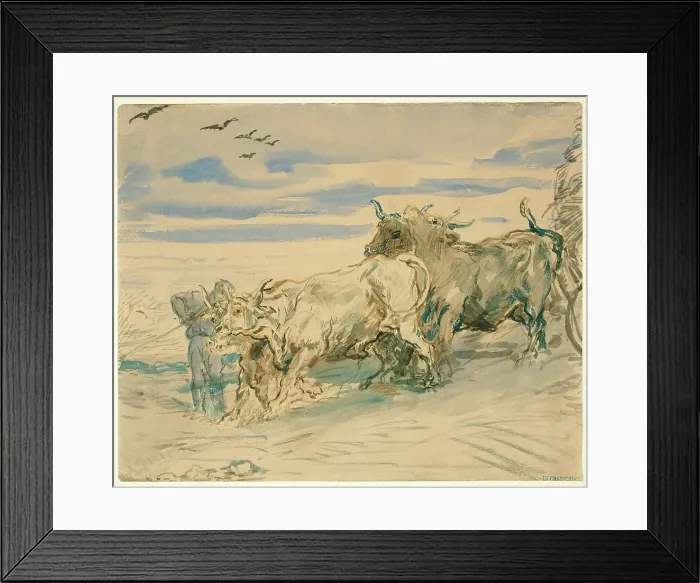 Framed Print : Drover with Oxen Pulling a Cart, 1840 / 41. Creator: Theodore Chasseriau Framed Print : Drover with Oxen Pulling a Cart, 1840 / 41. Creator: Theodore Chasseriau