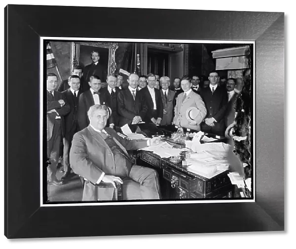Lindley M. Garrison in office with group, between 1910 and 1920. Creator: Harris & Ewing. Lindley M. Garrison in office with group, between 1910 and 1920. Creator: Harris & Ewing