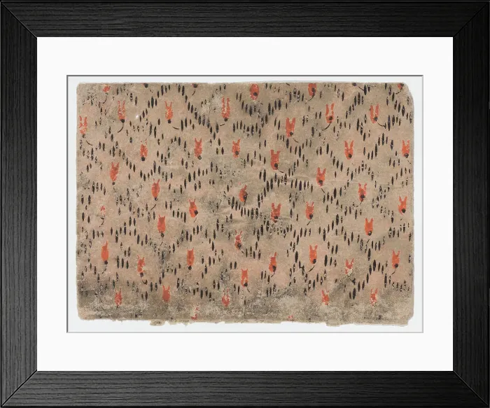 Framed Print : Sheet with pattern of red and black dashes, 19th century. Creator: Anon Framed Print : Sheet with pattern of red and black dashes, 19th century. Creator: Anon