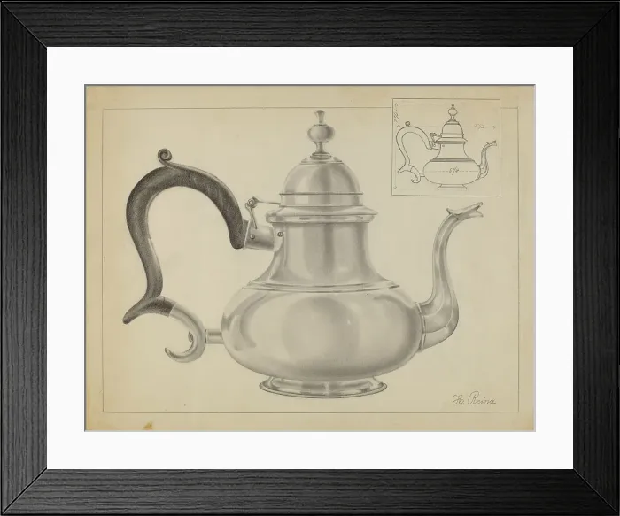 Framed Print : Silver Teapot, c. 1936. Creator: Horace Reina