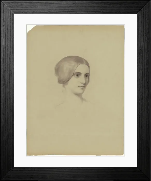 Framed Print : Head of a Young Woman, 1840-1854. Creator: Seth Wells Cheney Framed Print : Head of a Young Woman, 1840-1854. Creator: Seth Wells Cheney