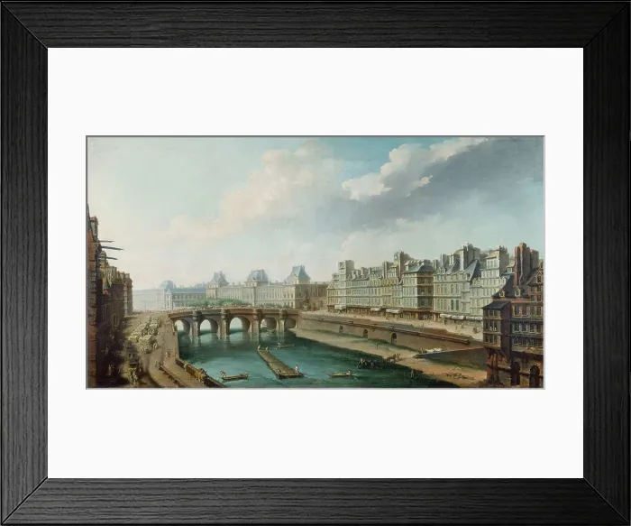 Framed Print : The Louvre, Pont-Neuf and the Quai des Orfevres, seen from Quai des Grands-Augustins, c1760. Creator: Nicolas Raguenet Framed Print : The Louvre, Pont-Neuf and the Quai des Orfevres, seen from Quai des Grands-Augustins, c1760. Creator: Nicolas Raguenet