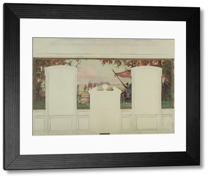 Framed Print : Sketch for the town hall of Fresnes: Landscape with stands and riders, 1905. Creator: Jean Constant Pape Framed Print : Sketch for the town hall of Fresnes: Landscape with stands and riders, 1905. Creator: Jean Constant Pape