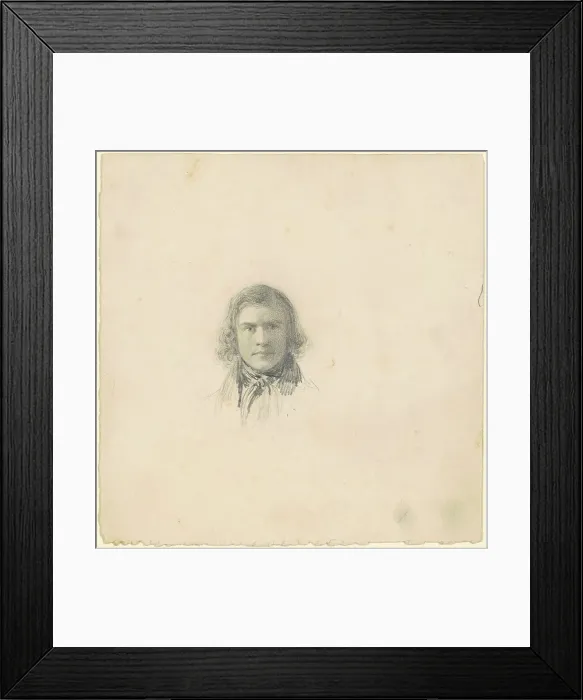 Framed Print : Self-Portrait [recto], c. 1830s. Creator: Seth Wells Cheney