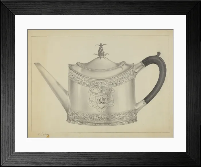Framed Print : Silver Teapot, c. 1937. Creator: Horace Reina Framed Print : Silver Teapot, c. 1937. Creator: Horace Reina