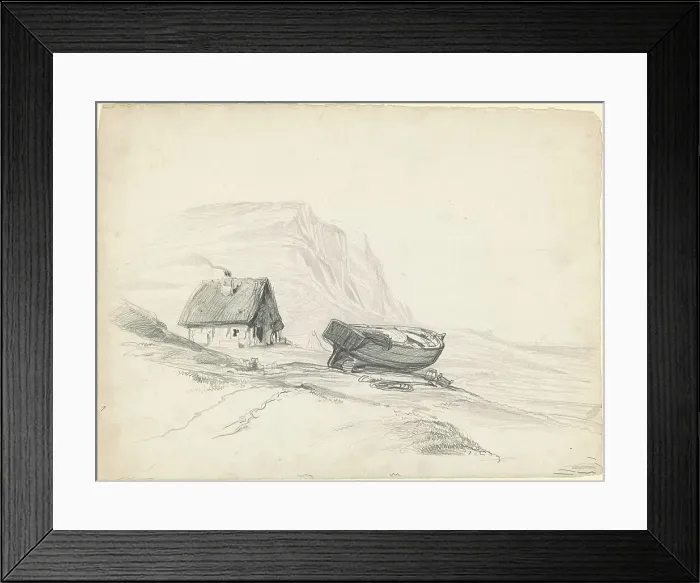 Framed Print : House and Boat at the Shore, c. 1835-1840. Creator: Seth Wells Cheney Framed Print : House and Boat at the Shore, c. 1835-1840. Creator: Seth Wells Cheney