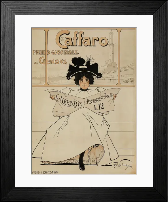 Framed Print : Caffaro, Primo Giornale Di Genova, 1897. Creator: Villa, Aleardo (1865-1906) Framed Print : Caffaro, Primo Giornale Di Genova, 1897. Creator: Villa, Aleardo (1865-1906)