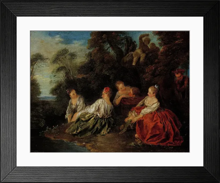 Framed Print : The pleasures of bathing. Creator: Jean-Baptiste Pater Framed Print : The pleasures of bathing. Creator: Jean-Baptiste Pater
