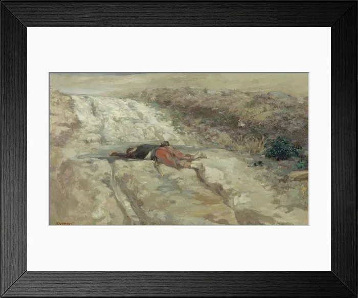 Framed Print : Scene from the 1870 war: dead soldier on a battlefield, c1870. Creator: Guillaume Urban Regamey