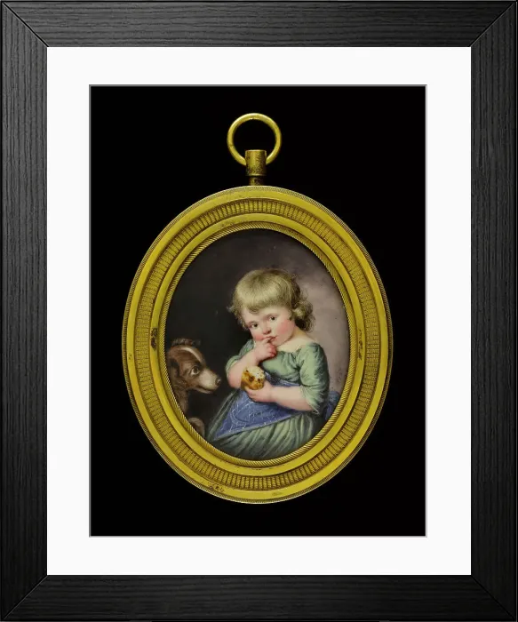 Framed Print : Portrait of a little girl with a dog, between 1790 and 1800. Creator: Thomas Peat Framed Print : Portrait of a little girl with a dog, between 1790 and 1800. Creator: Thomas Peat