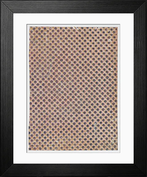 Framed Print : Sheet with overall crisscrossing pattern with large dots, 19th century. Creator: Anon Framed Print : Sheet with overall crisscrossing pattern with large dots, 19th century. Creator: Anon