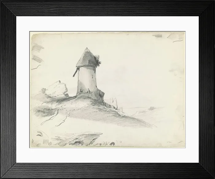 Framed Print : Landscape with Mill, 1835-1840. Creator: Seth Wells Cheney Framed Print : Landscape with Mill, 1835-1840. Creator: Seth Wells Cheney