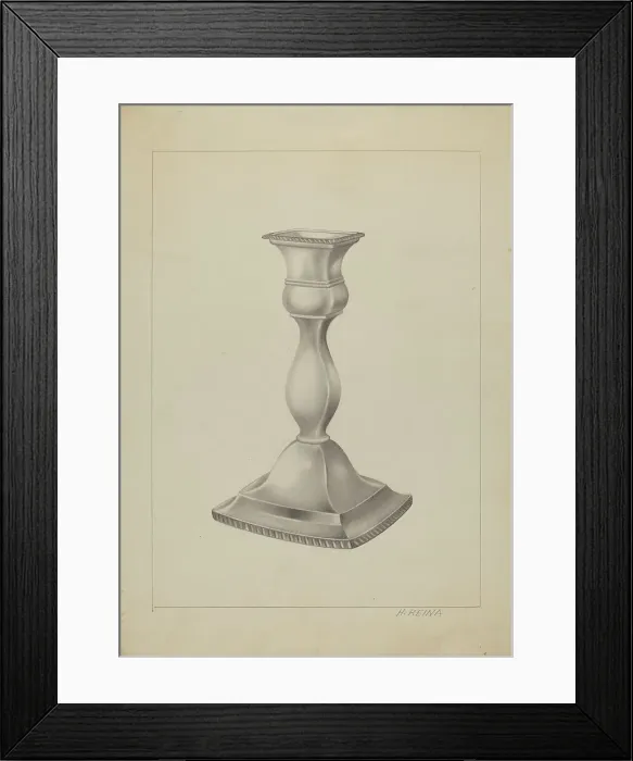 Framed Print : Silver Candlestick, c. 1937. Creator: Horace Reina Framed Print : Silver Candlestick, c. 1937. Creator: Horace Reina