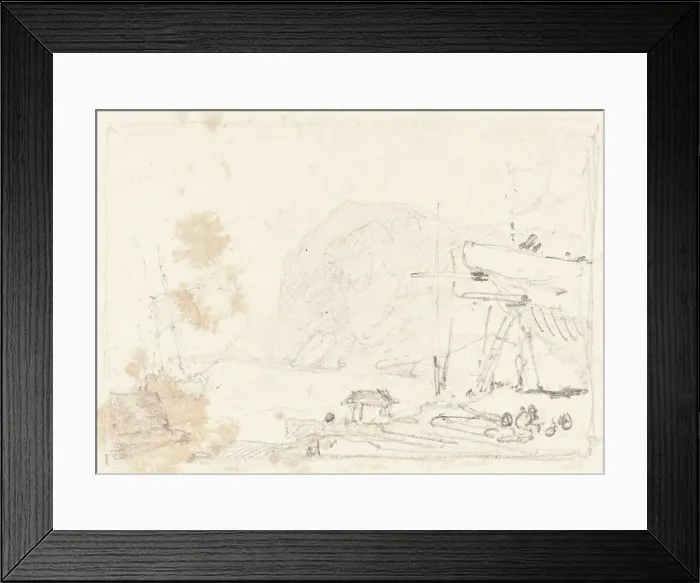 Framed Print : A Dry Dock, first half 19th century. Creator: John Sell Cotman Framed Print : A Dry Dock, first half 19th century. Creator: John Sell Cotman